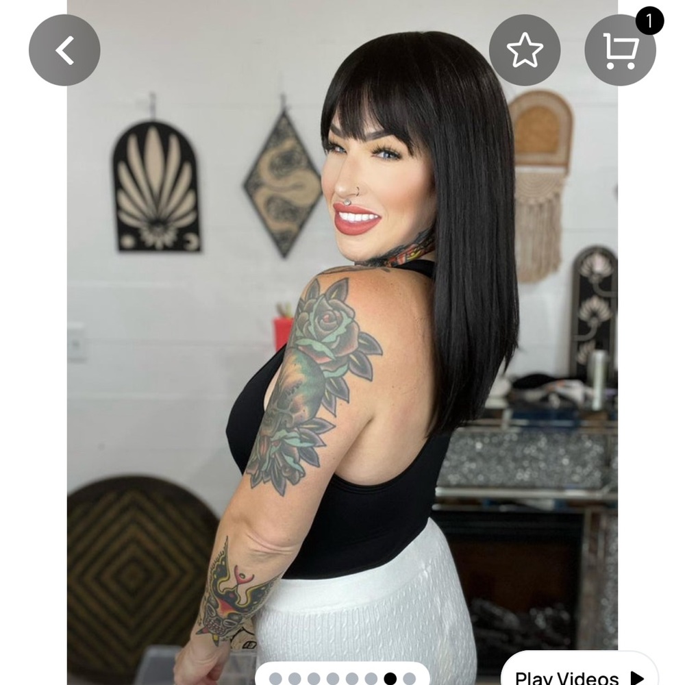 Rebel Gypsy Late Nite Calls Glossy Black Straight Hair Wig, Cap with Combs, NWP